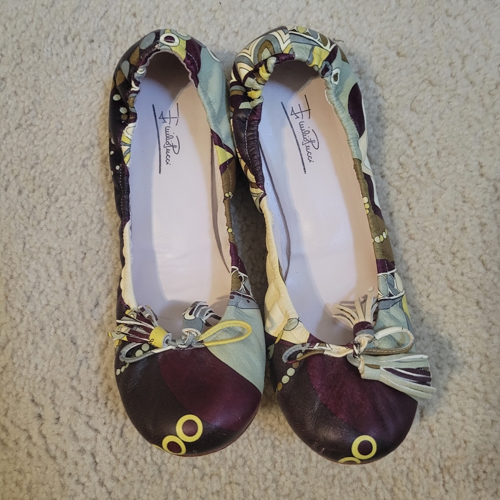 Emillio Pucci Multicolor Leather Flats Size 38